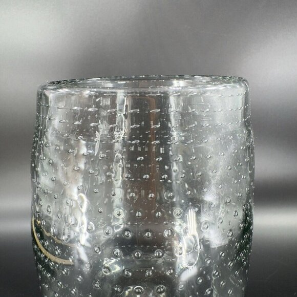 Light Transparent Green Drinking Goblets Glasses Set 2 With Textured Air Bubbles - Picture 6 of 12